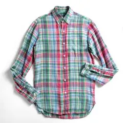 ラルフローレン　マドラスチェック リネンシャツ 麻100％