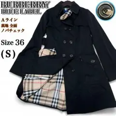 バーバリー ブルーレーベル✨️ノバチェック　Ａライン　フレア　トレンチコート　36