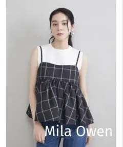 ♢新品タグ付♢ ミラオーウェン チェックペプラムキャミ×タンクＳＥＴ　ブラックのサムネイル