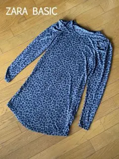ZARA BASIC ネイビー豹柄カットソー