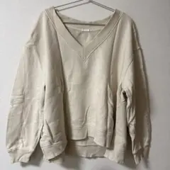 Vネック 長袖 スウェット アイボリー