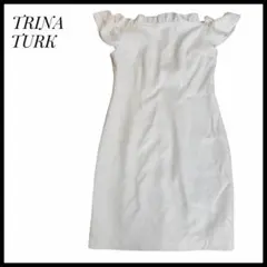 TRINA TURK ホワイトミニワンピース S フリル オフショル 新品タグ付