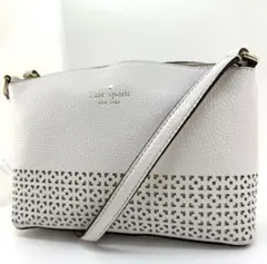 美品✨ケイトスペード ショルダーバッグ レザー 透かし カービング 上品 白