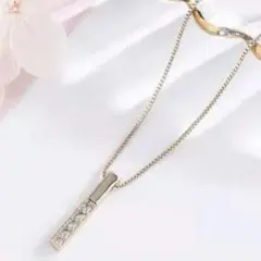 ネックレス ストレートバー ダイヤモンド シルバー シンプル ジルコニア