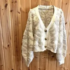 【グレイル】カーディガン　長袖　Ｖネック　ショート丈　オーバーサイズ　ベージュ系