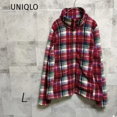 UNIQLO ユニクロ【L】フリースジャケット フルジップ チェック クリスマス