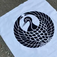 幟旗 武者 木綿 古布 節句旗 家紋リメイク用 （鶴の丸⑧）