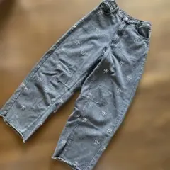 add color リボン 刺繍 デニムパンツ グレー ブラック しまむら