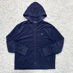 90s ポロバイラルフローレン ジップアップパーカー ネイビー メンズS相当