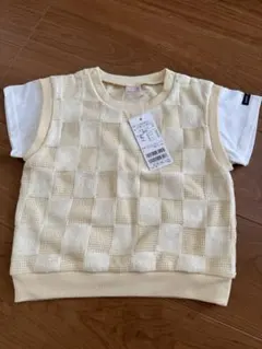 スクエア刺繍ドッキング半袖Tシャツ 90