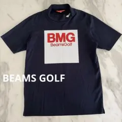 美品 ビームスゴルフ 近年 半袖モックネックシャツ XL ネイビー 速乾
