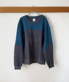 R. Newbold＊バイカラー ワッフル トレーナー ＊M＊グレー＊グリーン