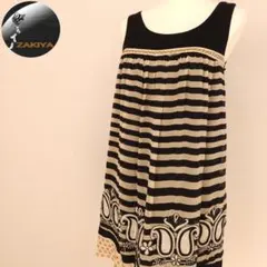 Grace Class　ワンピース　刺繍　シルク混　ノースリーブ　ボーダー　36