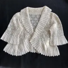 手編み カーディガン ボレロフレア袖　アイボリー