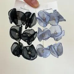 ホワイト ブルー ブラック フラワー ブライダル 結婚式 花 ピアス イヤリング