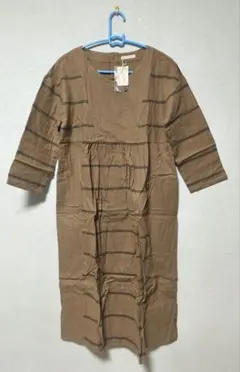 新品未使用 studioCLIP コットン起毛チェック切り替えVネックワンピース