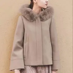 美品♡ Noela ウールショートフードコート S ピンク フォックスファー