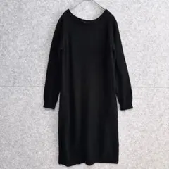 【ナチュラルビューティーベーシック】 ボートネック ゆったり ニット ワンピース