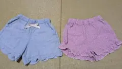 ライトブルー スカラップヘム ハーフパンツ