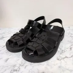 ZARA ザラ フラットゲージサンダル 25cm ブラックのサムネイル