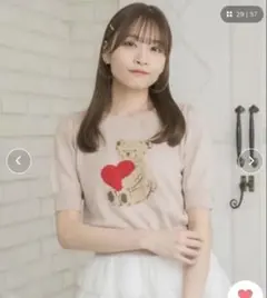 【新品、未使用】ems excite ハートベアジャガードニット　半袖ニット　熊