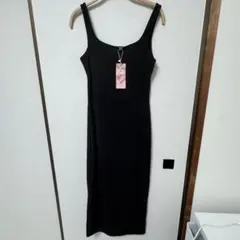 SHEIN リブキャミワンピース ブラック ロング丈 新品未使用 タグ付き