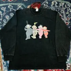 新品闇テレタビー ロンT 長袖 メンズ ブラック XL XXL 3XL古着 好き 厚手 ロンt メンズ 長袖 tシャツ メンズ 長袖tシャツ t