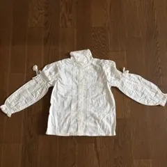 Shirley Temple ホワイト花 フリル長袖ブラウス 120cm