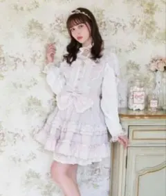 LIZLISA ティアラリボンティアードワンピース ピンク