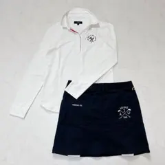 美品 キャロウェイ callaway ポロシャツ 長袖 エッフェル塔総柄 白 L