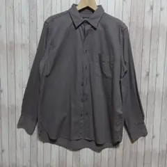 【NAVY】マックハウス　長袖シャツ チャコールグレー コットン100% Lのサムネイル