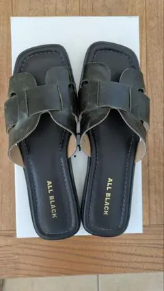 ALL BLACK レザーフラットサンダルのサムネイル