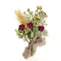 ドライフラワー ミニブーケ 赤ミニバラ Faith Hope Love