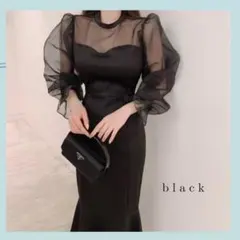 パーティー マーメイド ロングドレス シースルー　長袖