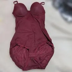 y1216 527 バーガンディボディスーツ XLサイズ