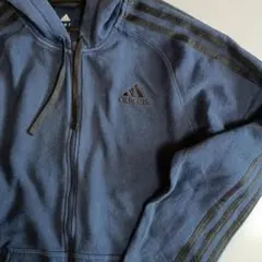 adidas 3本ライン 刺繍ロゴ ジップパーカー 古着 スウェット パーカー