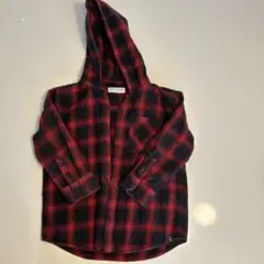 ZARA フード付きシャツ サイズ6 116cm赤黒チェック
