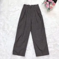 3715 チャオパニック カジュアルパンツ ボトム チェック柄 シンプル 茶 Sのサムネイル