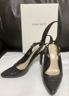 NINE WEST ストラップパンプスハイヒール　黒22.5 ヒール約10cmのサムネイル