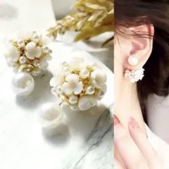 桜小花フラワーボールキャッチ ピアス - メルカリ