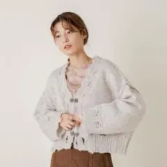 Kastane カスタネ リサイクルヤーンクロップドカーディガン