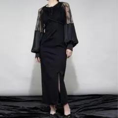 ①Ezick ドレスセット レーストップス タイトシルエット モード系 スリット