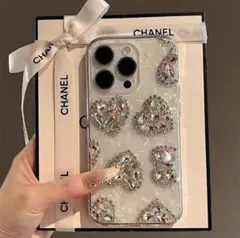 キラキラ IPhone17ケース　おしゃれ　携帯カバー　ハート　ホワイト