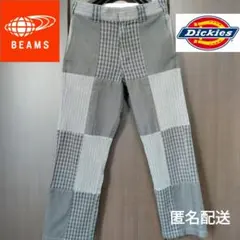BEAMS × DICKIES別注 ワークパンツ パッチワーク チェック