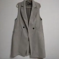 ZARA ベージュ ノースリーブ ロングジレ M