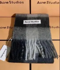 Acne Studios チェック柄マフラー 黒