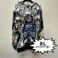 ジップ　パーカー　ユニセックス　総柄　トップス　バイク　ハーレー　359　XL