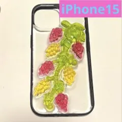 ぶどうグミ iPhone15 ケース クリア 食品サンプル
