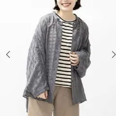 as know as olaca シアーチェックブラウスシャ長袖　サイズ5 灰色のサムネイル