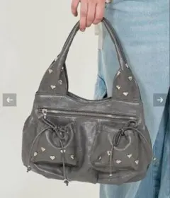 tinajojun バッグ　ハートスタッズバッグ　グレー